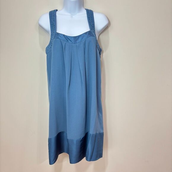 Banana Republic Silk Dress S Chiffon Blue Sheath Racerback Wedding Cocktails - Picture 1 of 8
